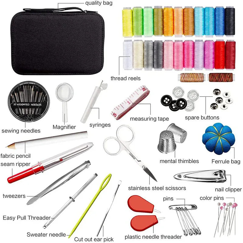 Kits de costura multifunções, conjunto de caixas para acolchoamento manual, costura, linha para bordar, acessórios DIY, Kits de ferramentas