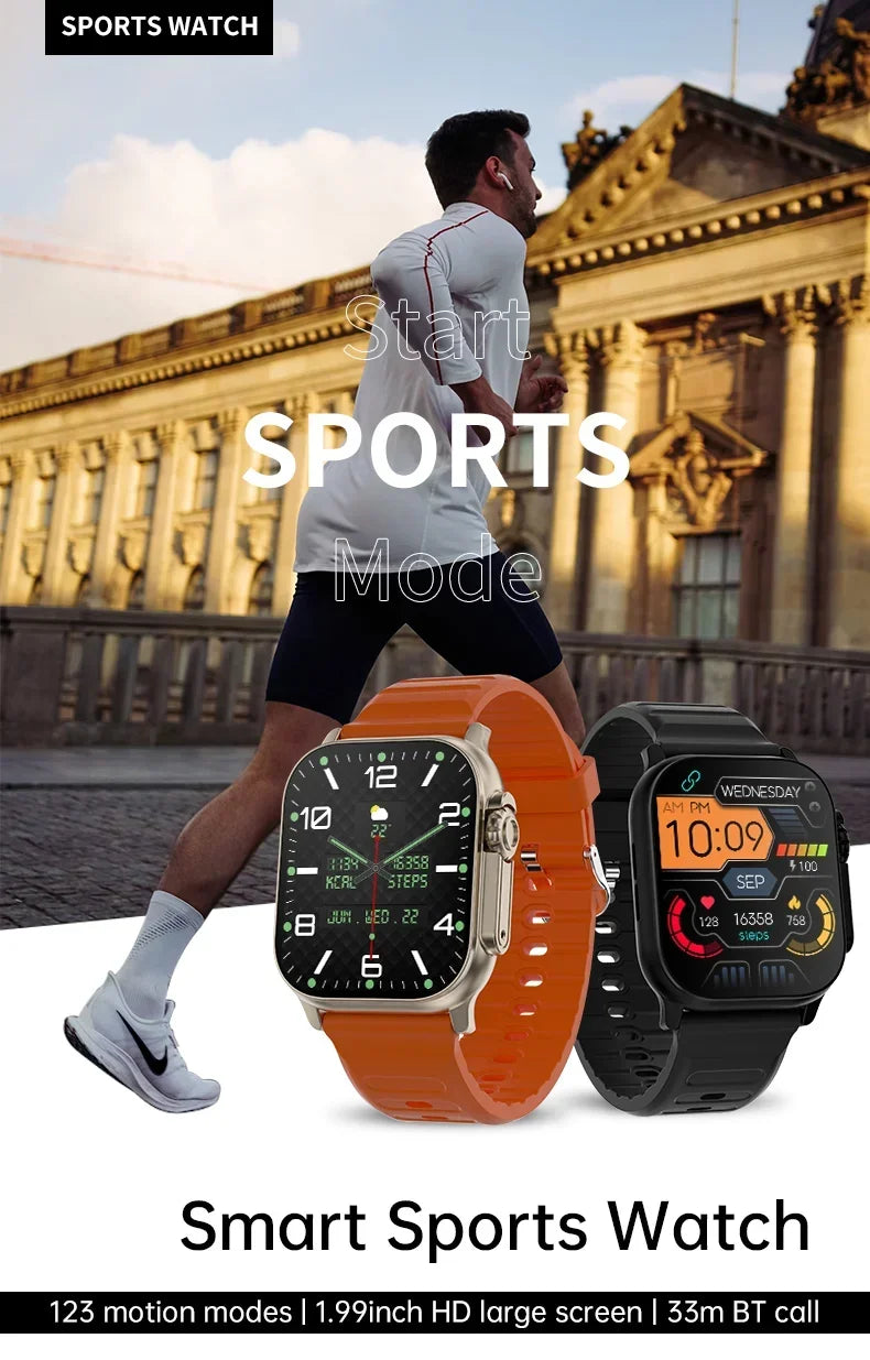 Smartwatch de carregamento sem fio para homens e mulheres, Bluetooth Call, NFC Watch 10 Ultra, GPS Track, BT, Música, Novo, 49mm, 2024